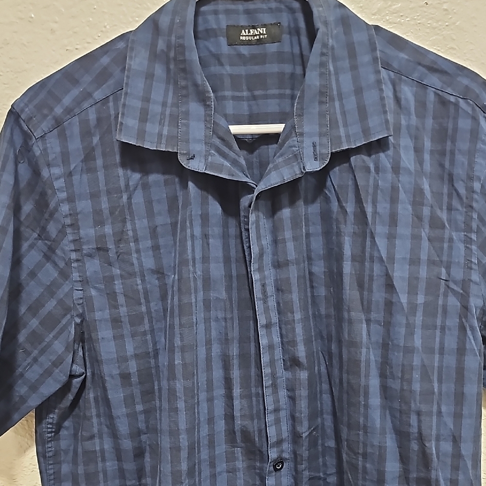 Alfani Blue Casual Button Down Shirt